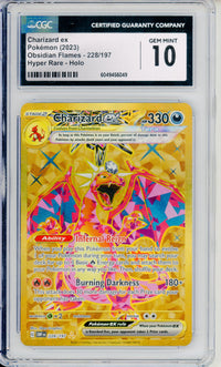 Pokemon Graded: Charizard ex 228/197 Obsidian Flames (2023) Gold Hyper Rare CGC 10