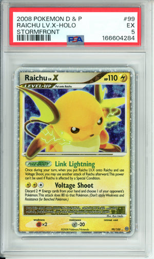 Pokemon Graded: Raichu LV. X 99/100 Stormfront (2008) Holo PSA 5