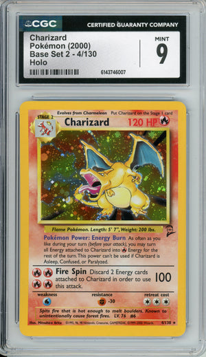 Pokemon Graded: Charizard 4/130 Base Set 2 (2000) Holo CGC 9