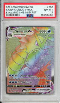 Pokemon Graded: Gyarados VMAX 207/203 Evolving Skies (2021) Rainbow Holo PSA 8