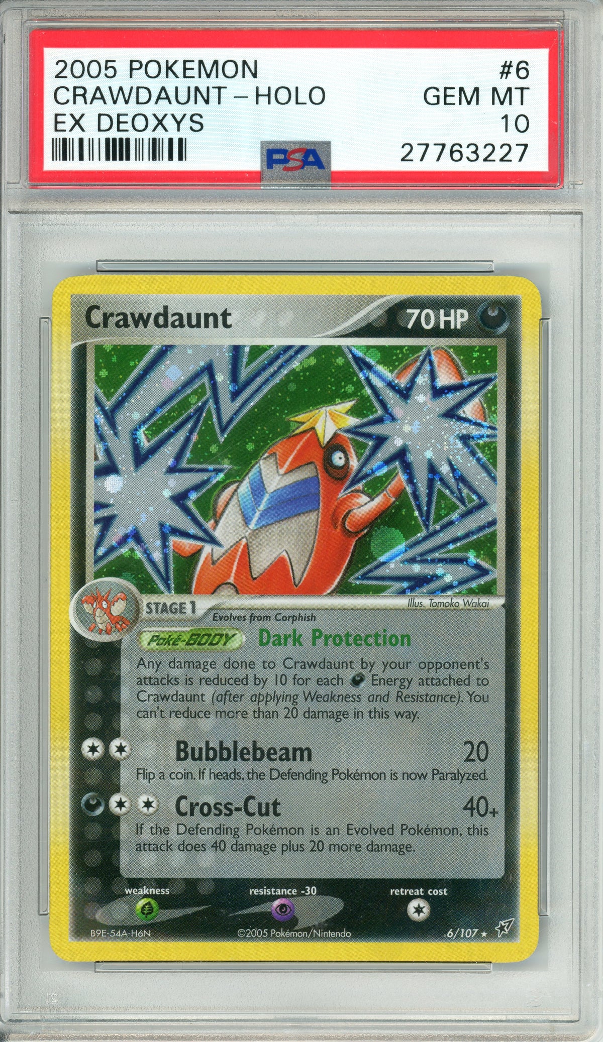 Pokemon Graded: Crawdaunt 6/107 EX Deoxys (2005) Holo PSA 10