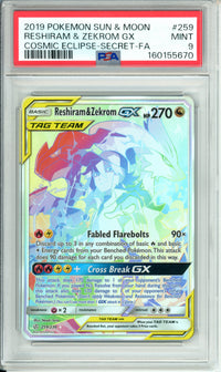Pokemon Graded: Reshiram & Zekrom GX #259 Cosmic Eclipse (2019) Full Art PSA 9