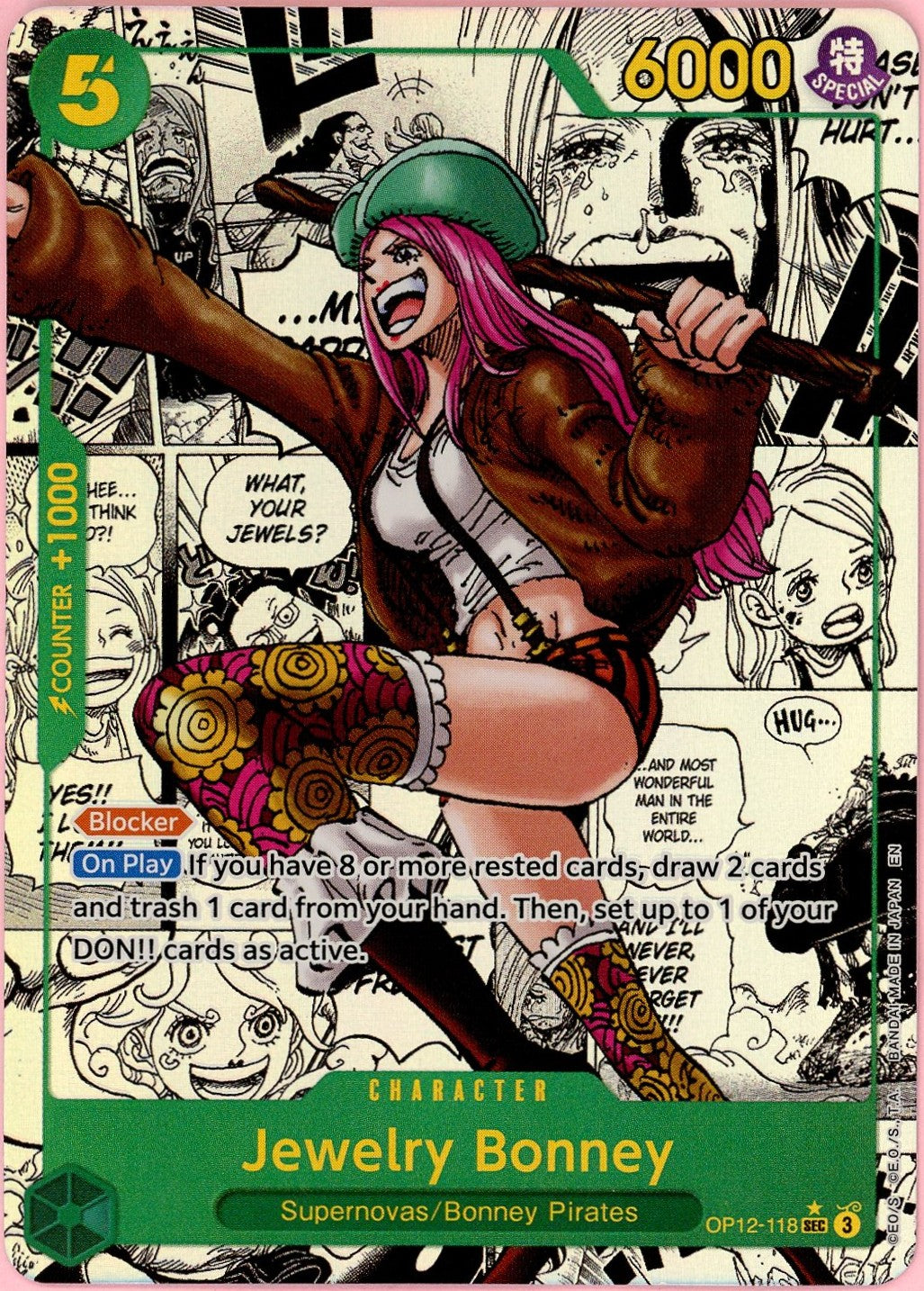 One Piece Single: Jewelry Bonney OP12-118 Legacy Of The Master Manga Alternate Art NM
