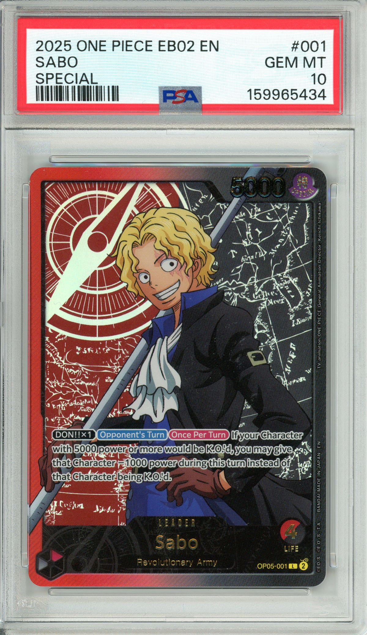 One Piece Graded: Sabo OP05-001 Special Leader (2025) PSA 10