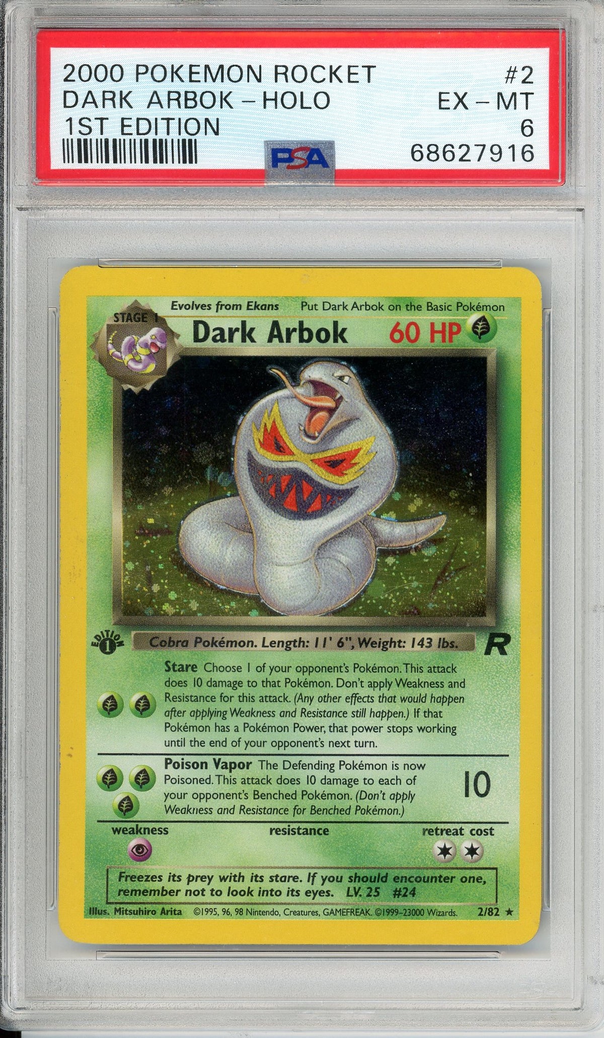 Pokemon Graded: Dark Arbok 1st Edition 2/82 Team Rocket (2000) Holo PSA 6
