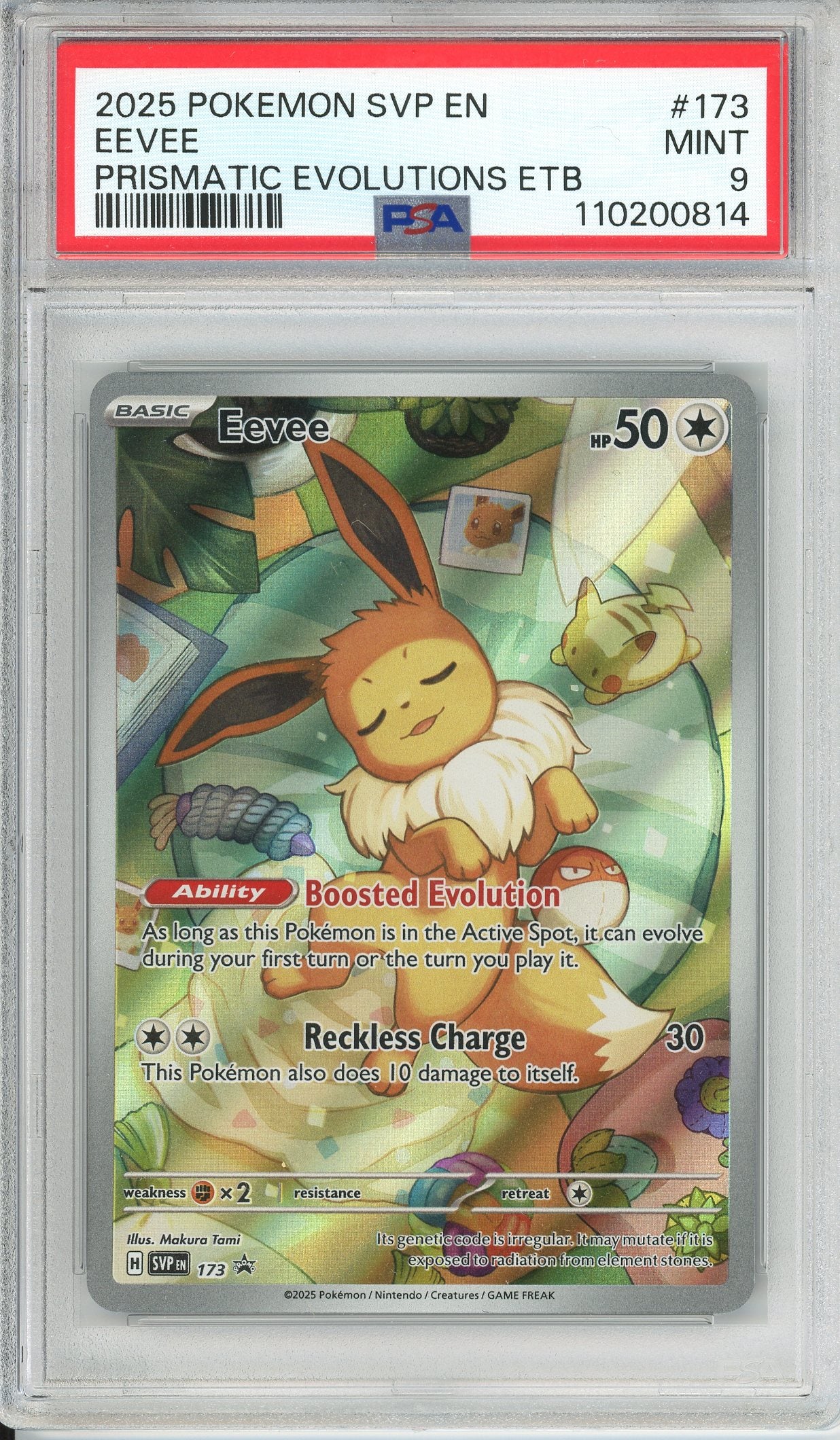 Pokemon Graded: Eevee #173 Prismatic Evolutions ETB Promo (2025) Holo – Double Infinity Gaming