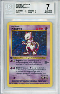 Pokemon Graded: Mewtwo 1st Edition 10/102 Base Set (1999) Thin Stamp Holo Beckett 7