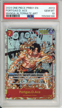 One Piece Graded: Portgas D. Ace OP02-013 Manga Alt Art (2024) PSA 10