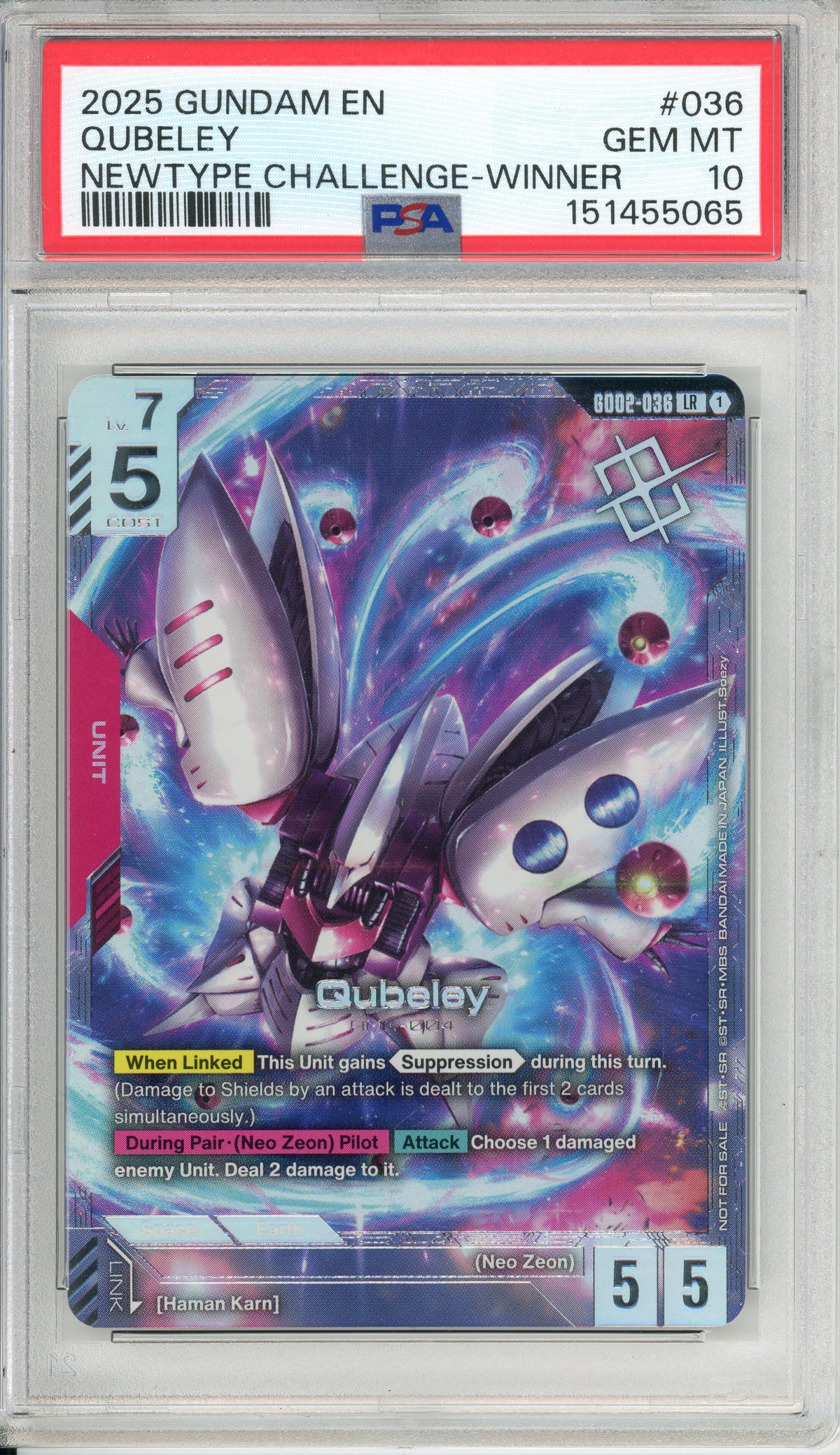 Gundam Graded: Quebeley #36 Newtype Challenge Winner (2025) PSA 10