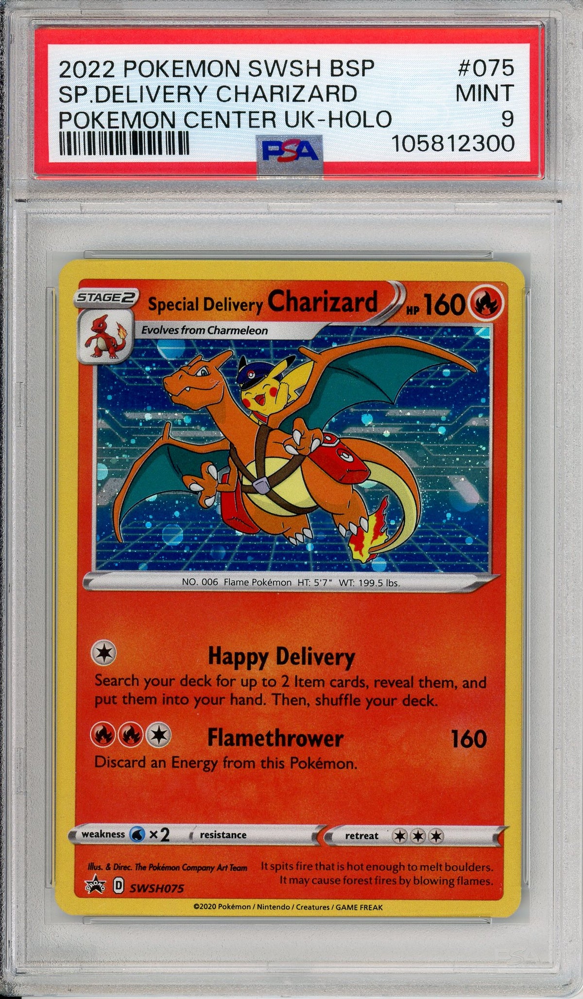 Pokemon Graded: Special Delivery Charizard #SWSH075 Pokemon Center UK Promo (2022) Holo PSA 9
