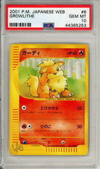 Pokemon Graded: JP Growlithe 6/48 Web E-Reader (2001) PSA 10