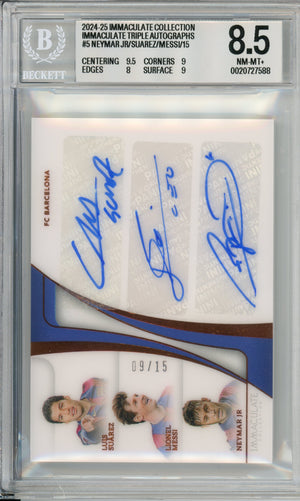 Sports Graded: Immaculate Triple Autographs #5 Neymar/Messi/Suarez Beckett 8.5