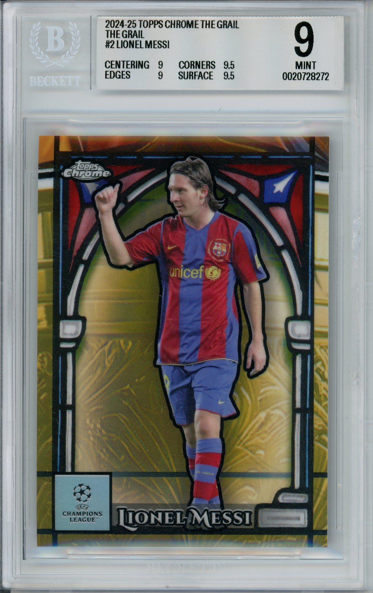 Sports Graded: Lionel Messi The Grail #2 Topps Chrome (2024-25) Beckett 9