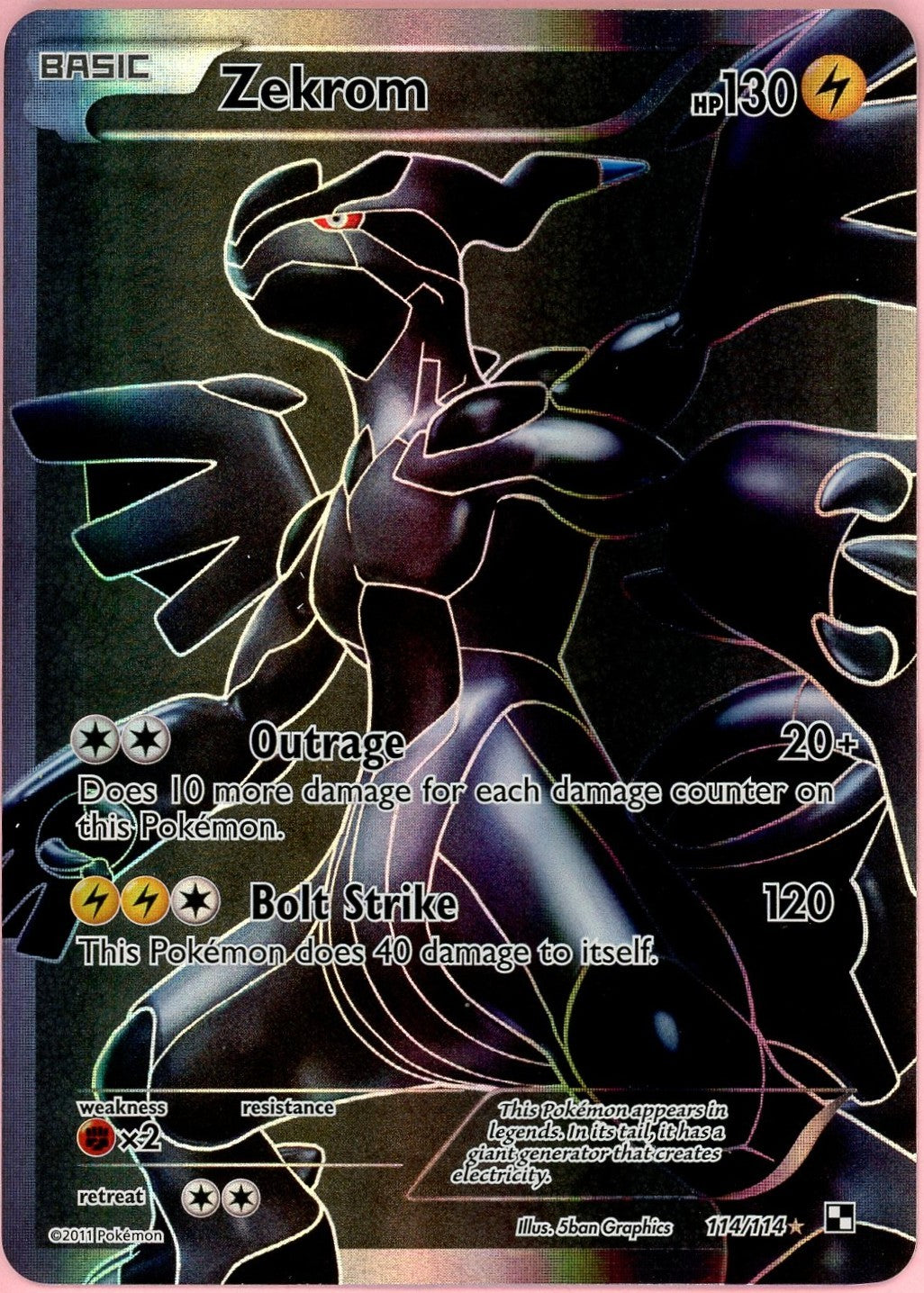 Pokemon Single: Zekrom 114/114 Black & White Base Set (2011) Holo LP