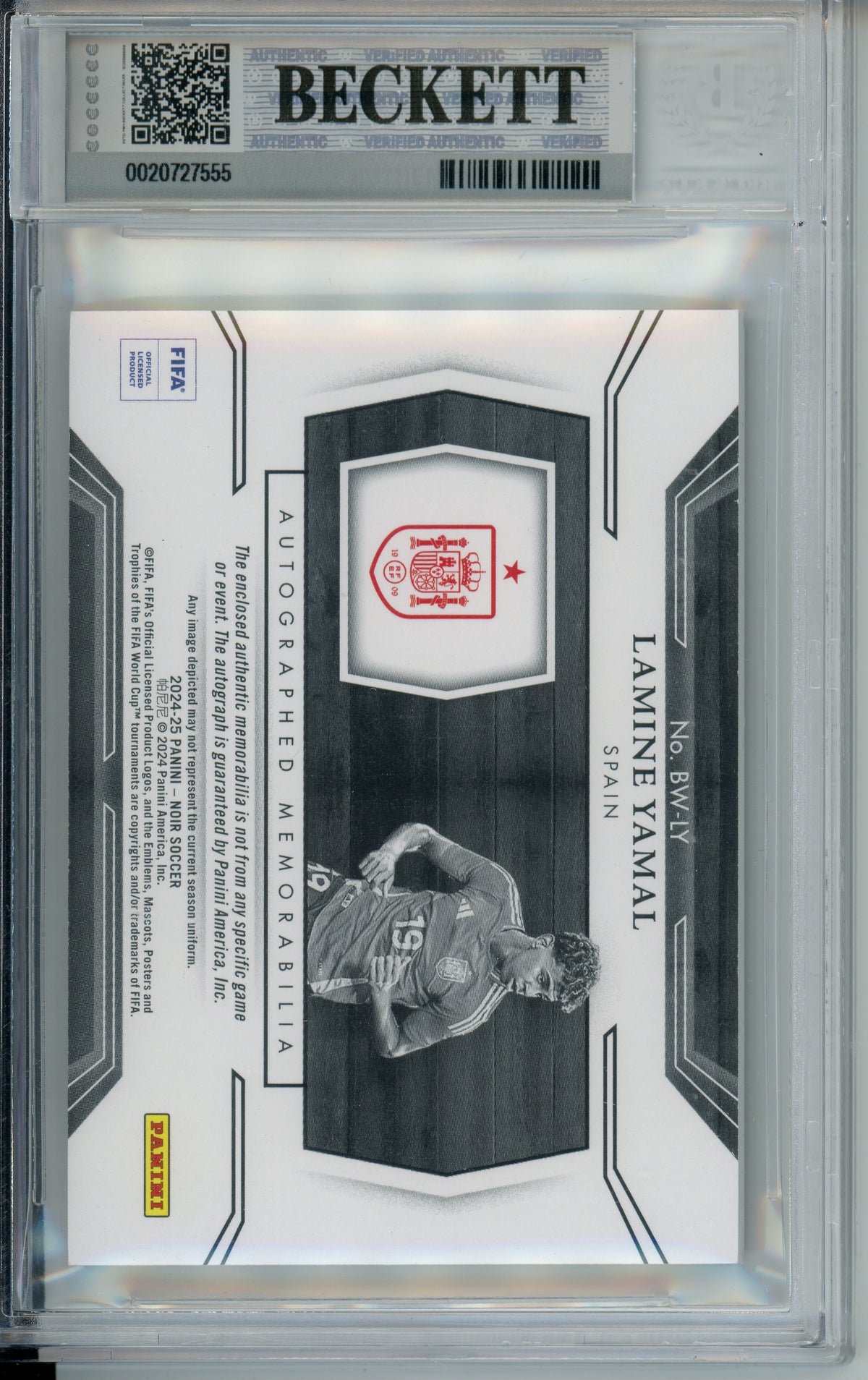 Sports Graded: Lamine Yamal #25 Panini Noir Autograph (2024-25) B&W Beckett 8.5