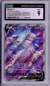 Pokemon Graded: Mewtwo V #SWSH229 Pokemon Go ETB Promo (2022) Holo CGC 9