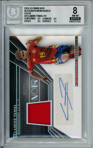 Sports Graded: Lamine Yamal #23 Panini Noir Autograph (2024-25) Color Beckett 8