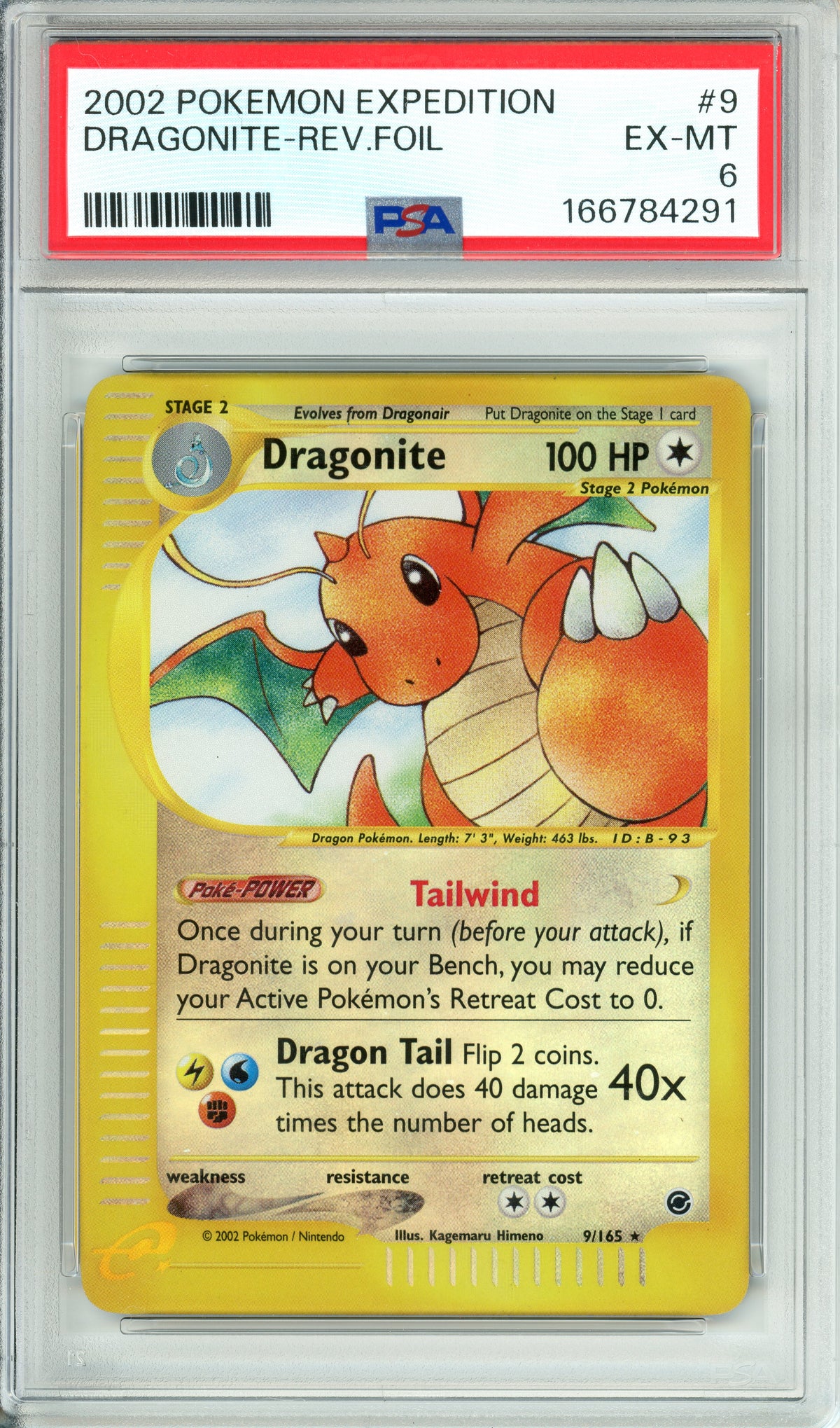 Pokemon Graded: Dragonite 9/165 Expedition (2002) Rev. Foil PSA 6