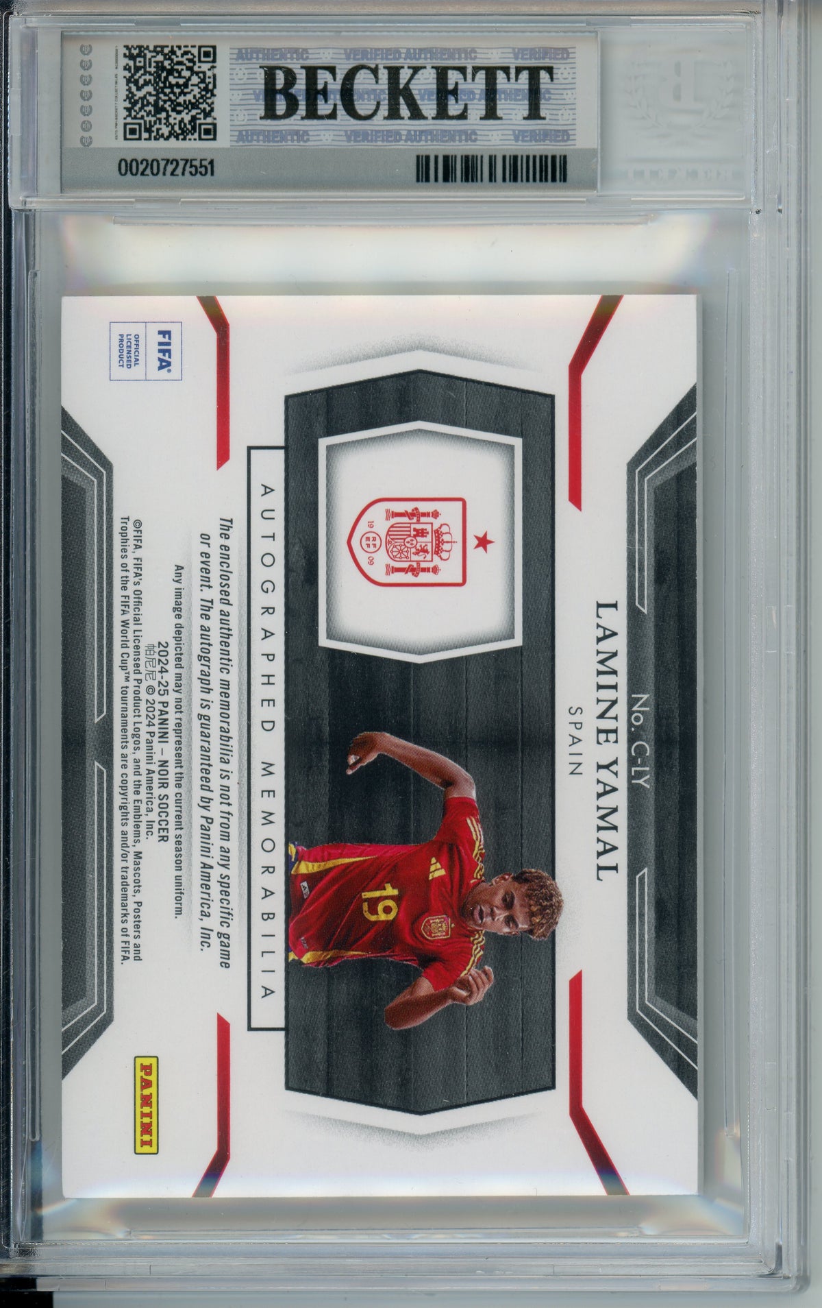 Sports Graded: Lamine Yamal #23 Panini Noir Autograph (2024-25) Color Beckett 8