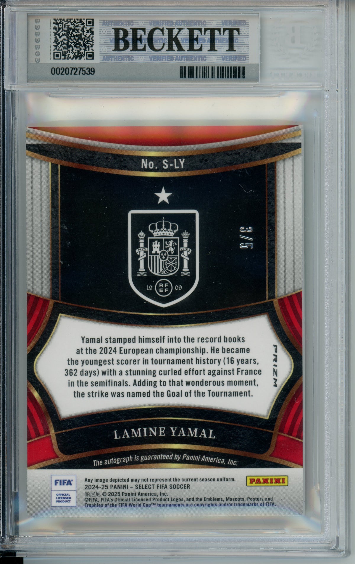 Sports Graded: Lamine Yamal #15 Signature FIFA (2024-25) Green Beckett 8