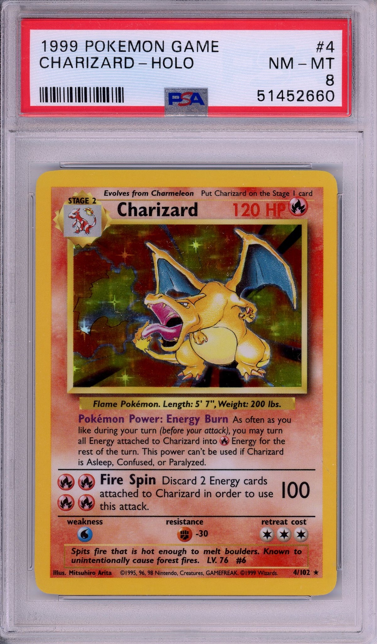 Pokemon Graded: Charizard 4/102 Base Set (1999) Holo PSA 8