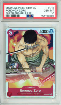 One Piece Graded: Roronoa Zoro ST01-013 Super Pre-Release (2022) PSA 10