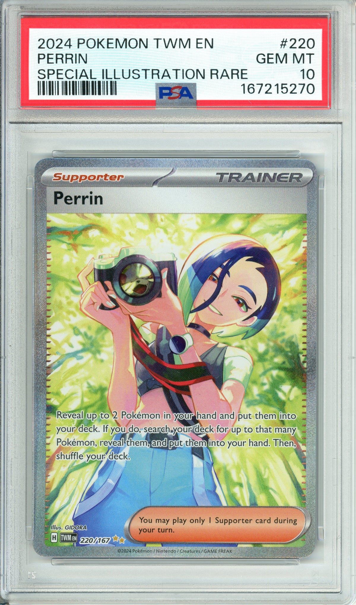 Pokemon Graded: Perrin 220/167 Twilight Masquerade (2024) SIR PSA 10
