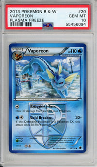 Pokemon Graded: Vaporeon 20/116 Plasma Freeze (2013) PSA 10