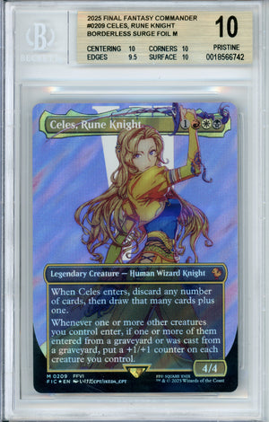 MTG Graded: Celes, Rune Knight #209 Final Fantasy (2025) Borderless Surge Foil Beckett 10