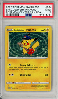 Pokemon Graded: Special Delivery Pikachu #SWSH074 Pokemon Center Canada Promo PSA 9