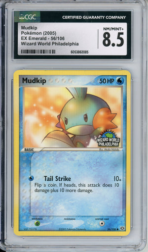 Pokemon Graded: Mudkip 56/106 EX Emerald Wizard World Philadelphia (2005) CGC 8.5