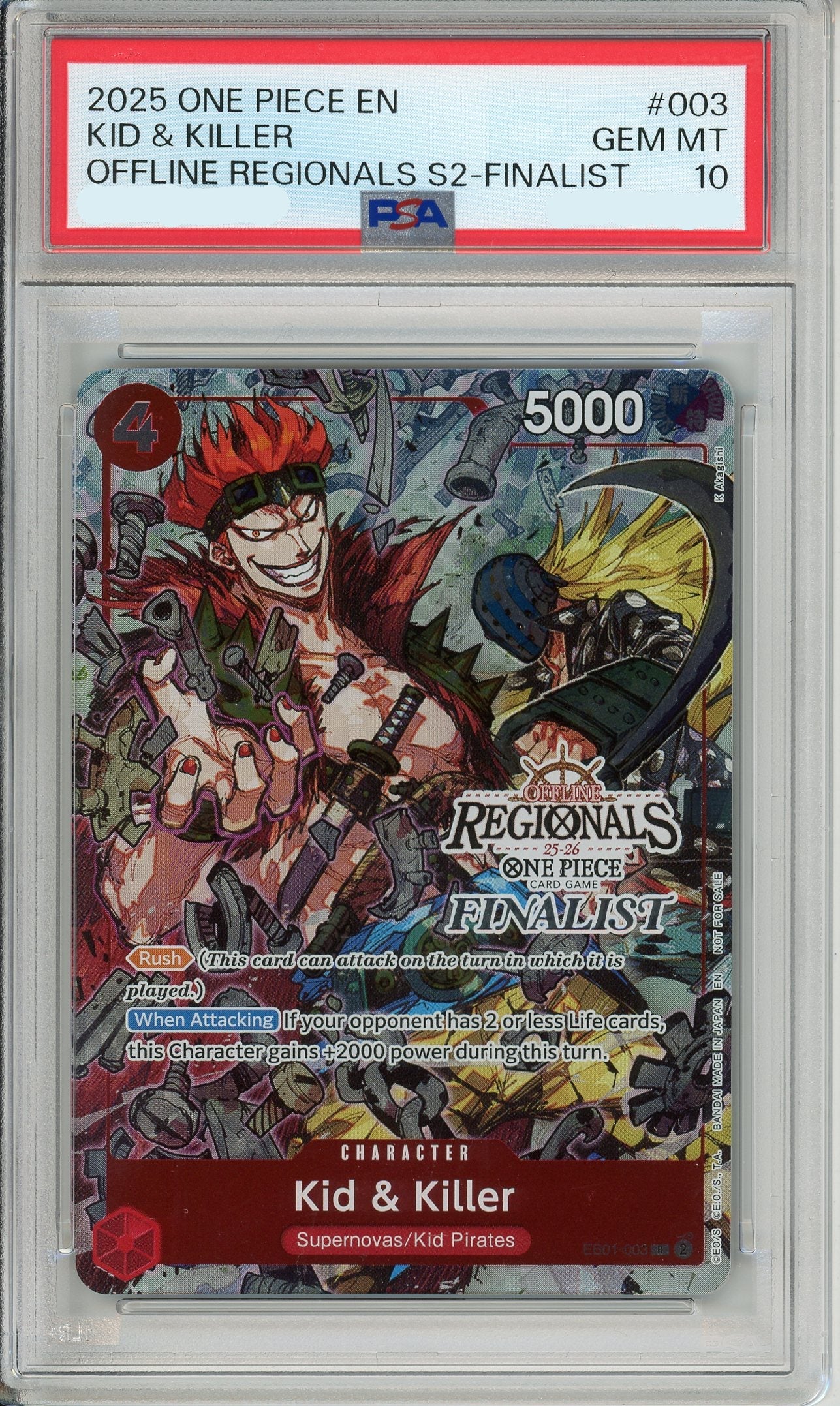 One Piece Graded: Kid & Killer EB01-003 Offline Regionals S2