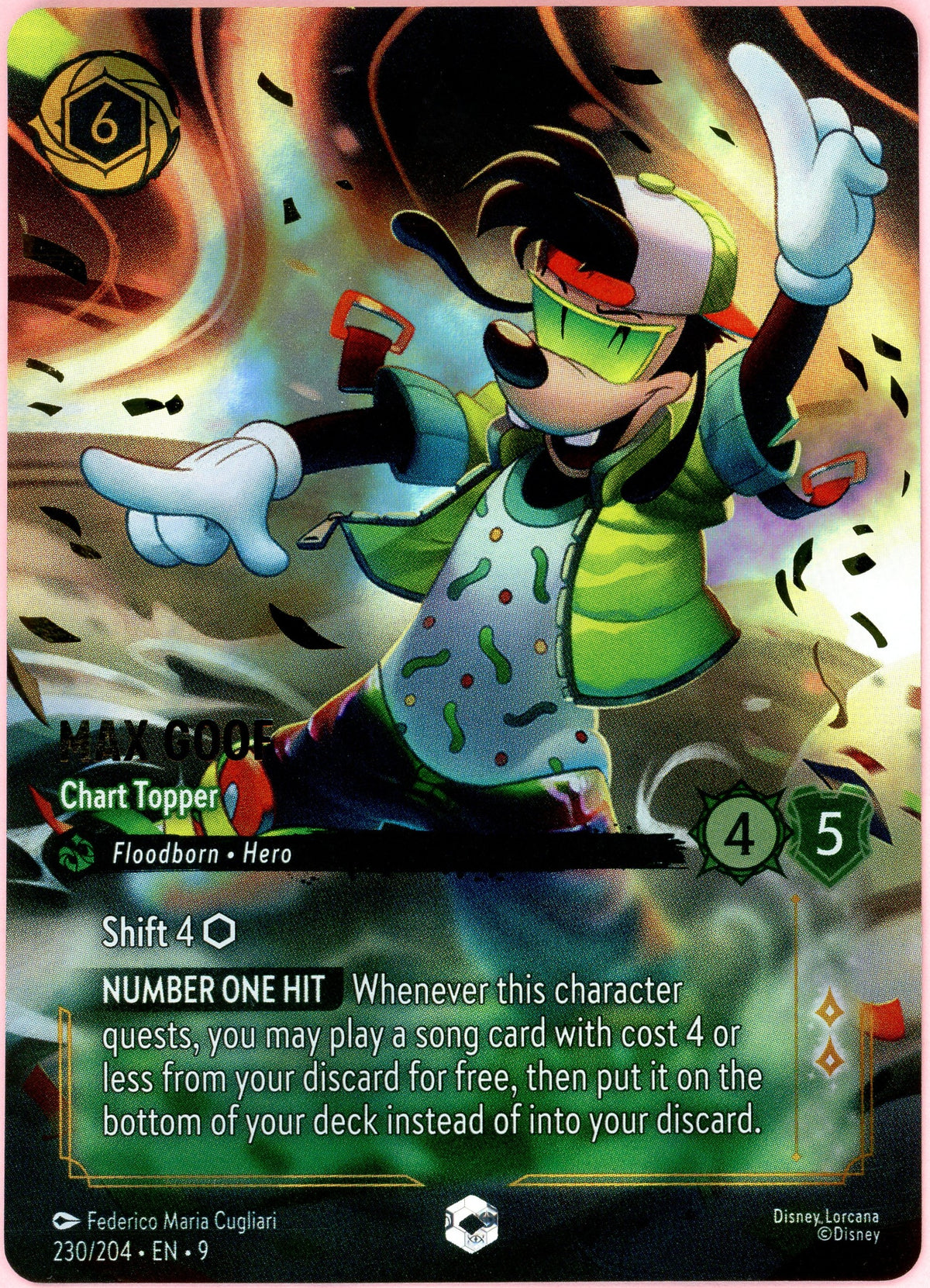Lorcana Graded: Max Goof Chart Topper 230/204 Enchanted (2025) NM