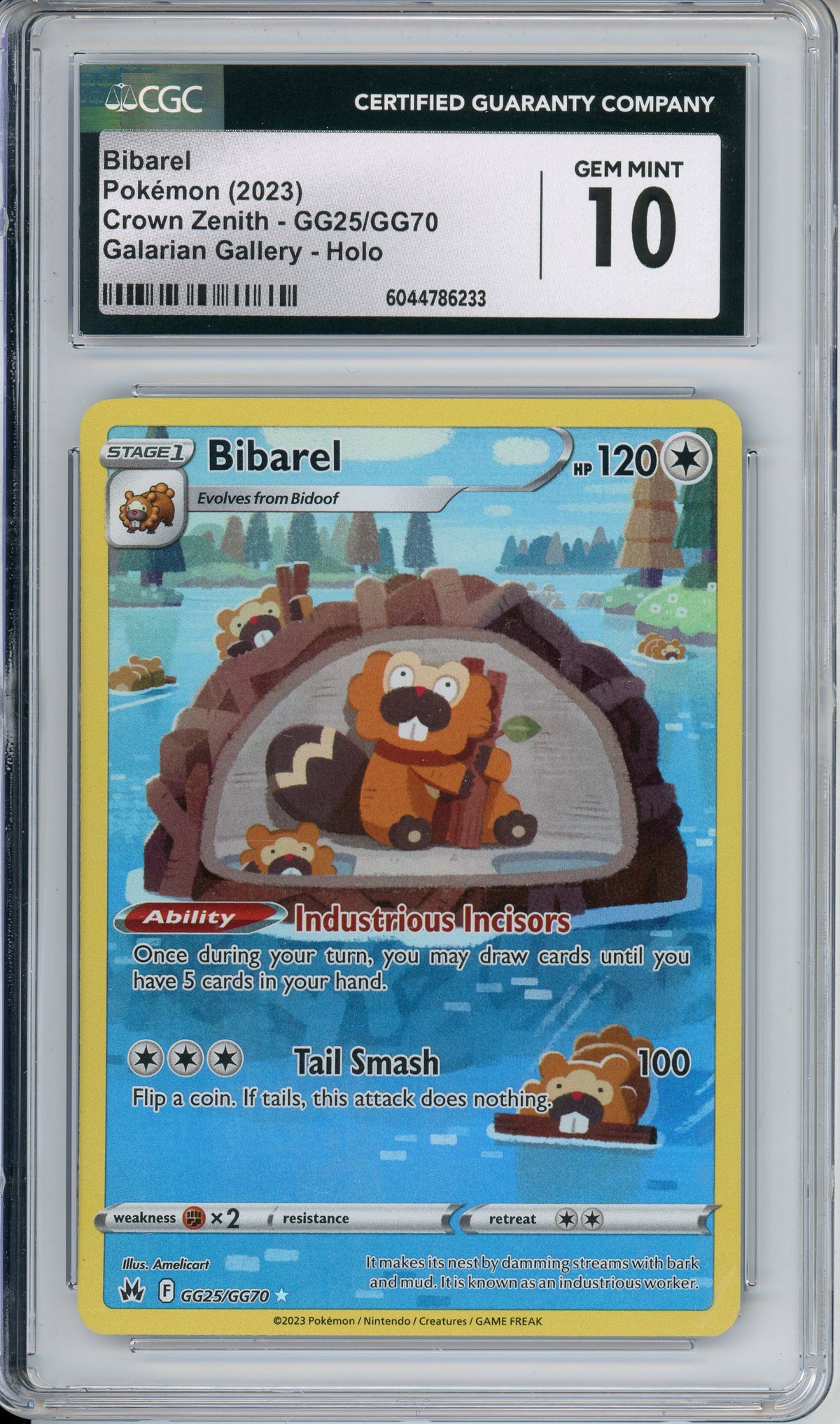 Pokemon Graded: Bibarel GG25/GG70 Crown Zenith (2023) Holo CGC 10
