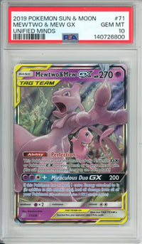 Pokemon Graded: Mewtwo & Mew GX 71/236 Unified Minds (2019) PSA 10