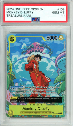 One Piece Graded: Monkey D. Luffy OP07-109 Treasure Rare (2024) PSA 10