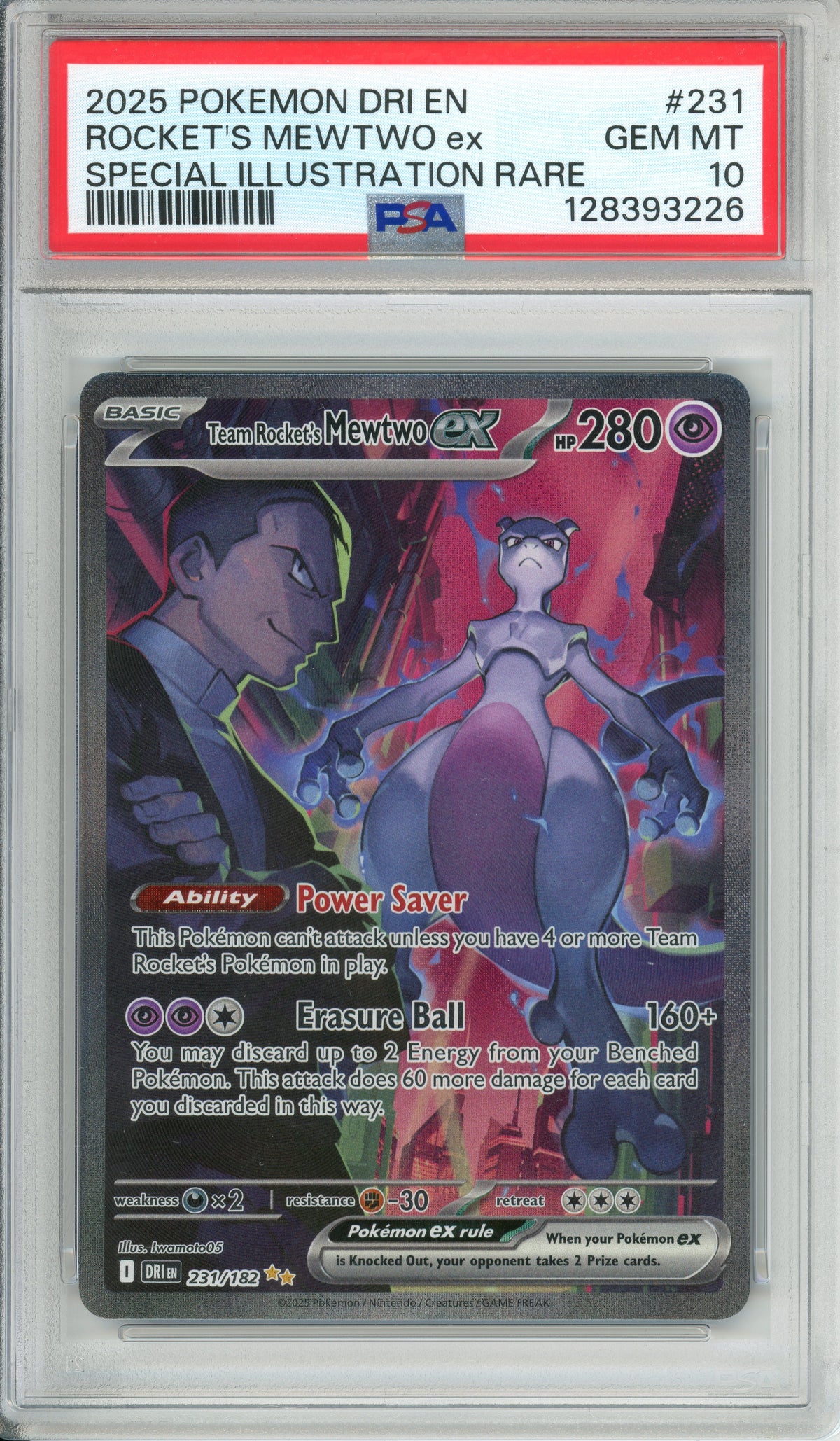 Pokemon Graded: Team Rocket's Mewtwo ex 231/182 Destined Rivals (2025) SIR PSA 10