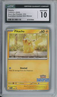 Pokemon Graded: Pikachu #214 Illustration Contest 2024 Promo CGC 10
