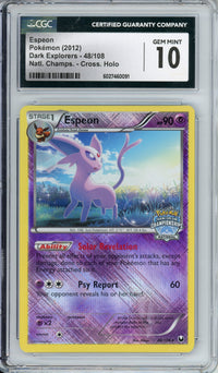 Pokemon Graded: Espeon 48/108 Dark Explorers National Championships (2012) Cross Holo CGC 10