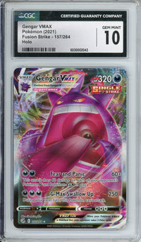 Pokemon Graded: Gengar VMAX 157/264 Fusion Strike (2021) Holo CGC 10