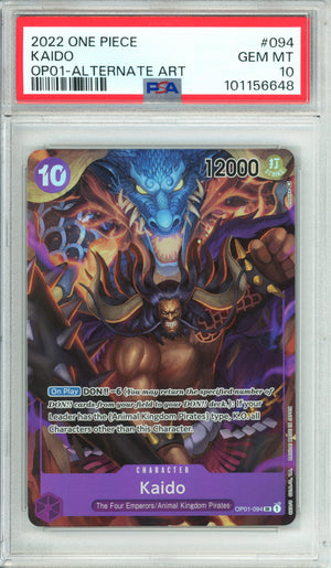 One Piece Graded: Kaido OP01-094 Alternate Art (2022) PSA 10
