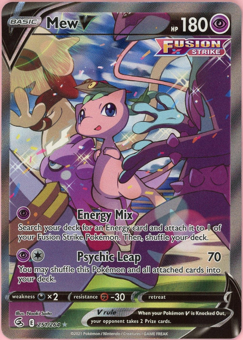 Pokemon Single: Mew V 251/264 Fusion Strike (2021) Full Art NM