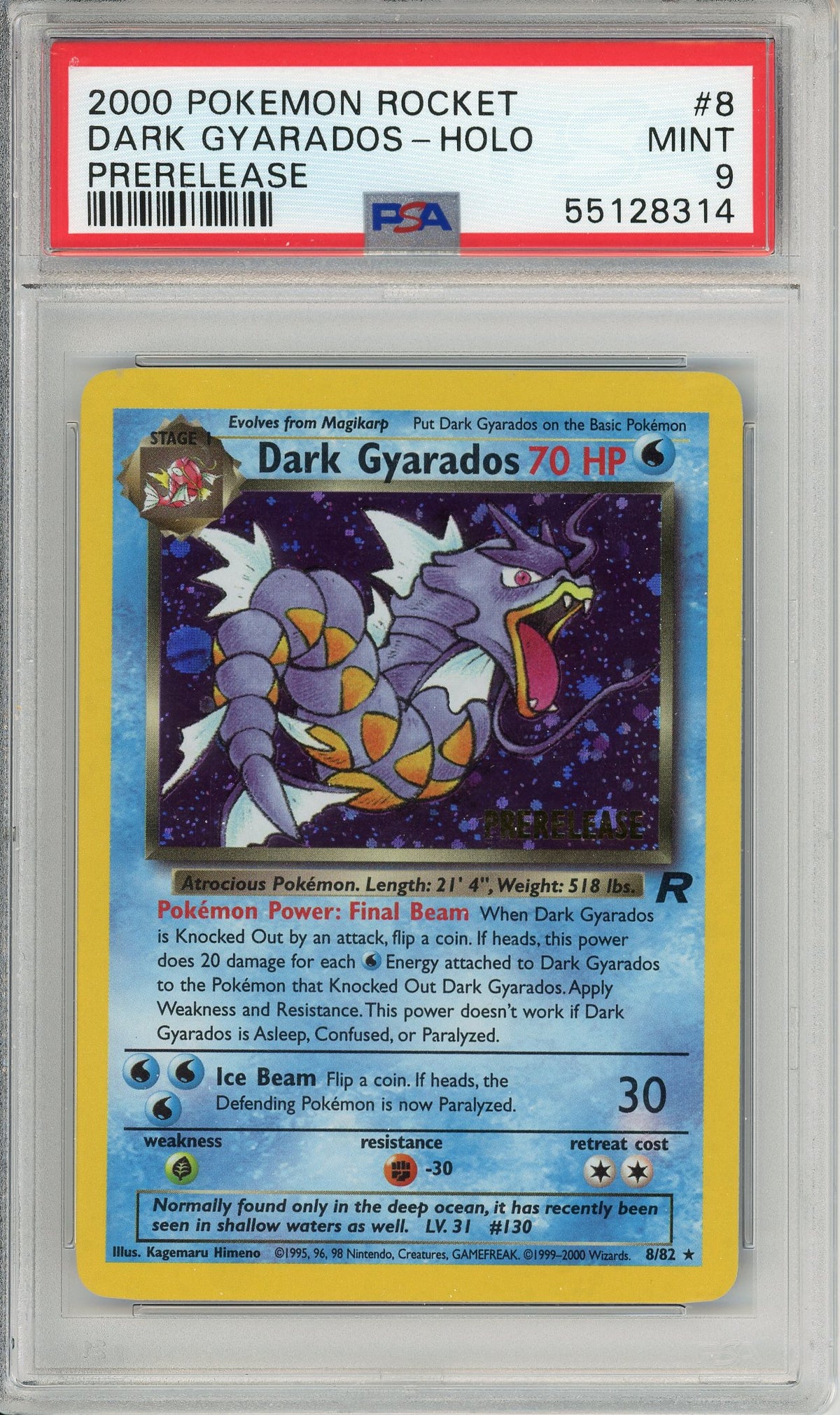 Pokemon Graded: Dark Gyarados Prerelease PSA 9