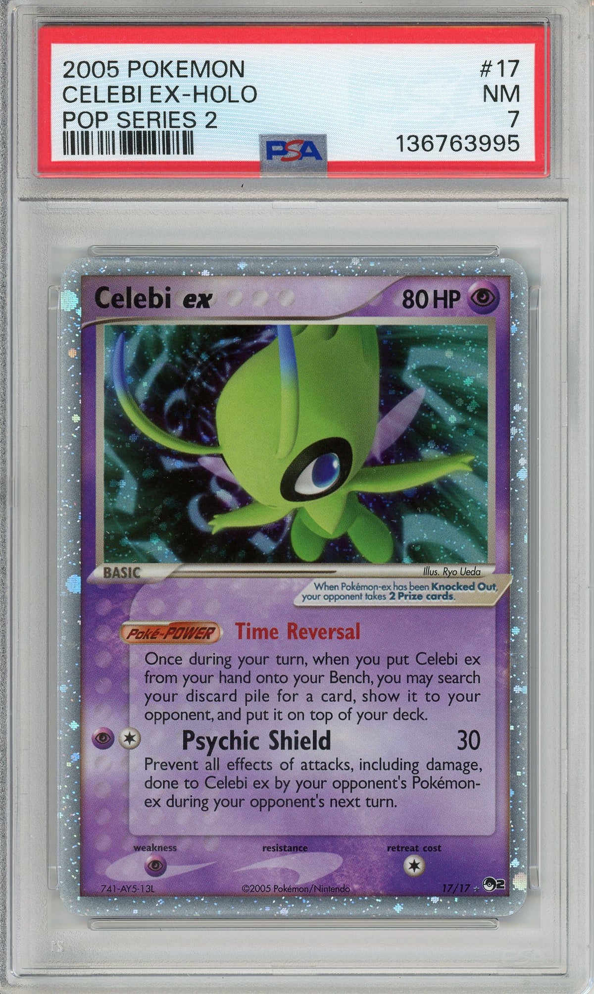 Pokemon Graded: Celebi 17/17 Pop Series 2 (2005) Holo PSA 7