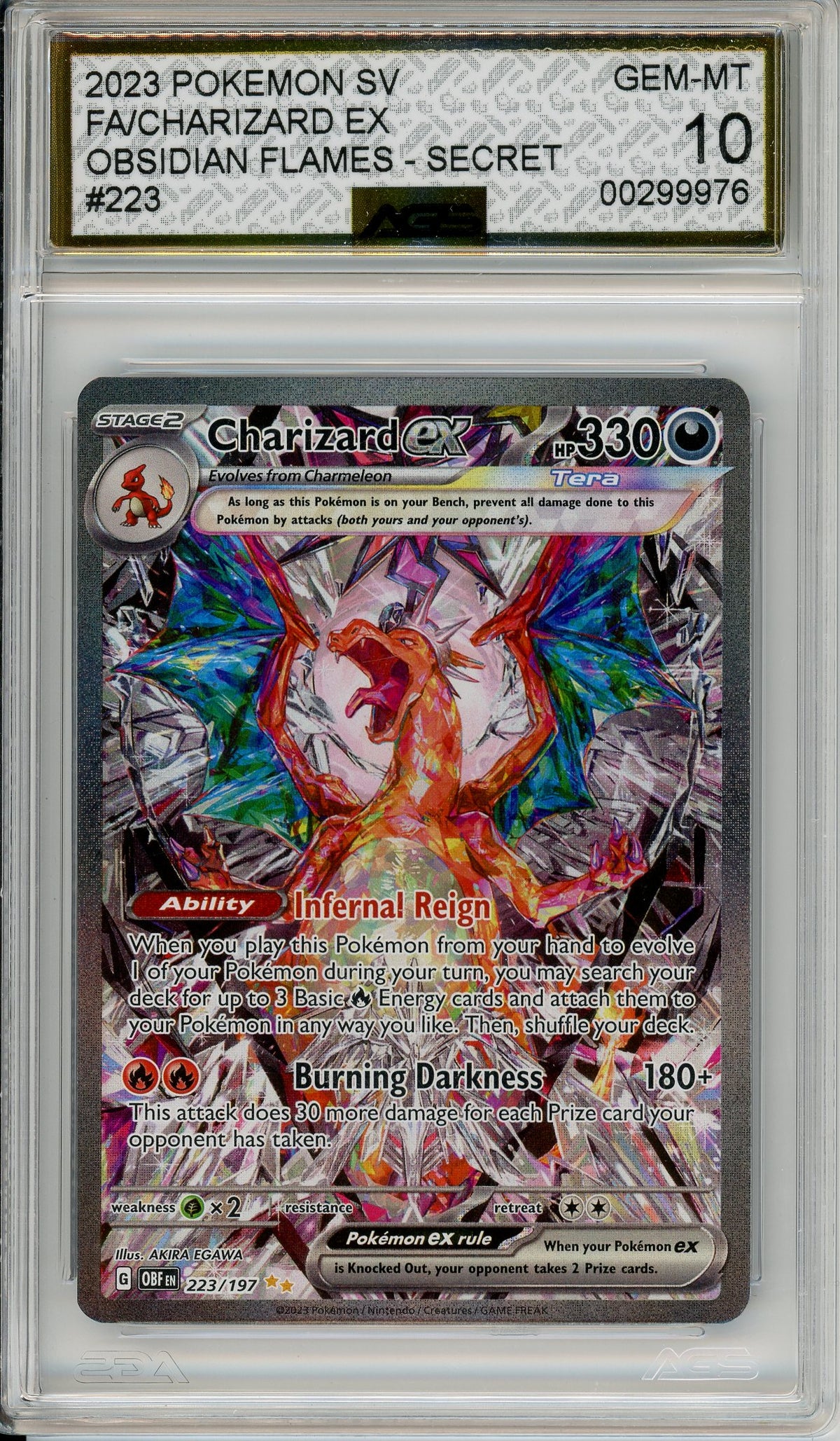 Pokemon Graded: JP Charizard ex 223/197 Obsidian Flames (2023) Secret Rare AGS 10