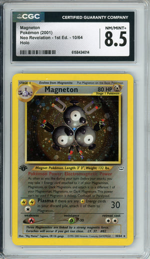 Pokemon Graded: Magneton 1st Edition 10/64 Neo Revelation (2001) Holo CGC 8.5