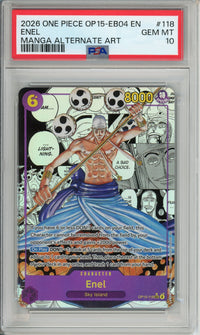One Piece Graded: Enel OP15-118 Manga Alternate Art (2026) PSA 10