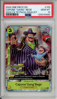 One Piece Graded: Capone "Gang" Bege OP04-100 Champions Top Player Finalist Pack (2024) PSA 10