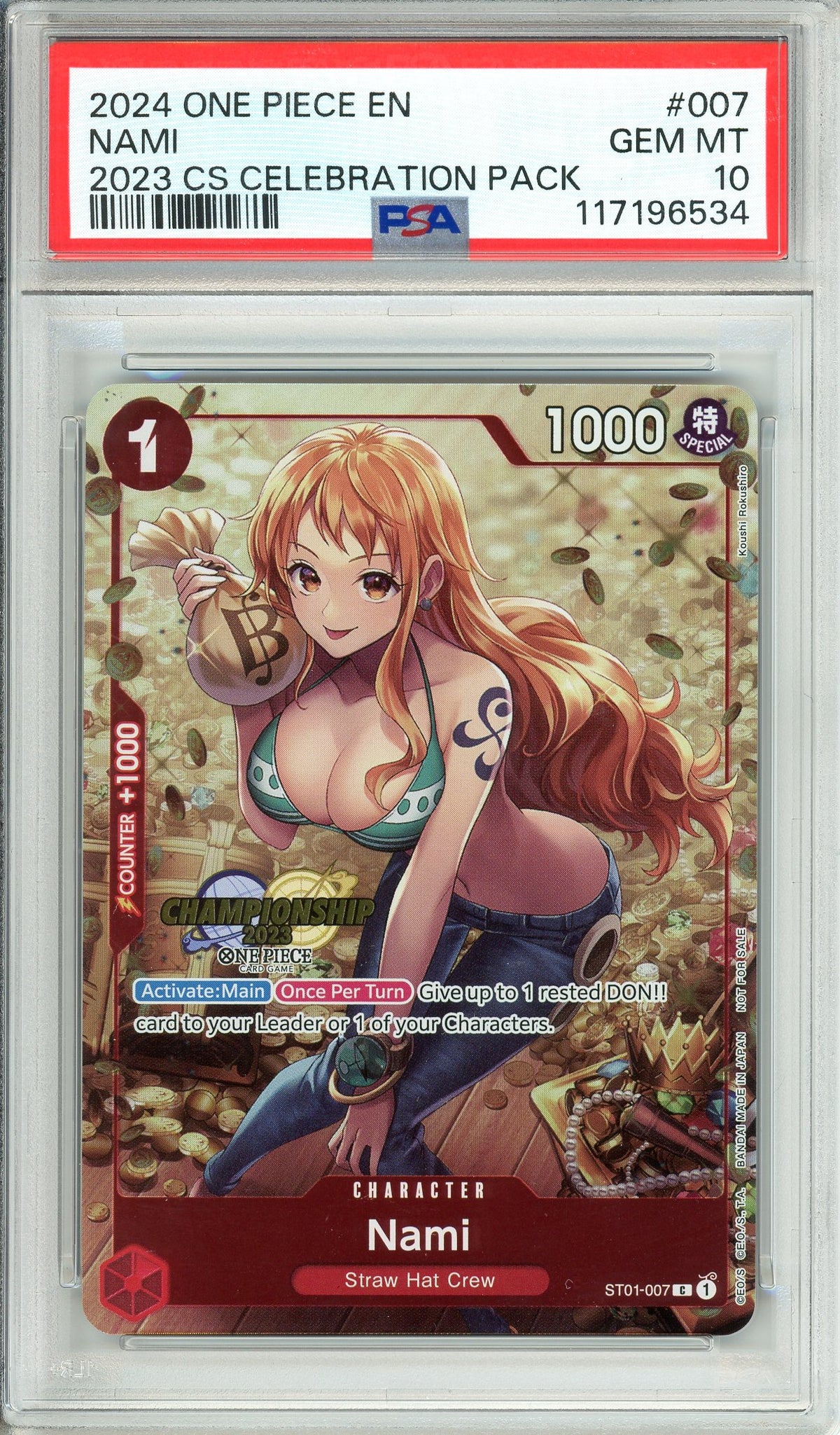 One Piece Graded: Nami ST01-007 2023 Championship Celebration Pack Foil PSA 10