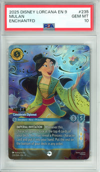 Lorcana Graded: Mulan Considerate Diplomat 235/204 Enchanted (2025) PSA 10
